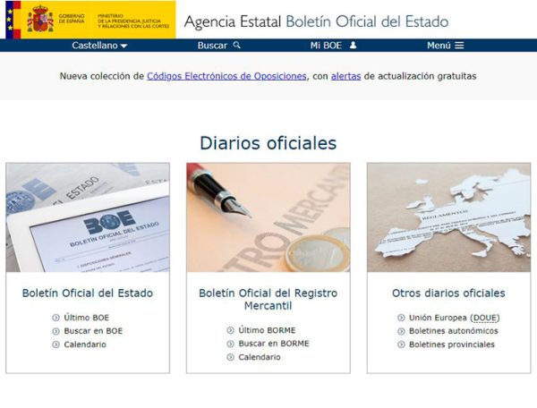 Publicación anuncios en el BOE