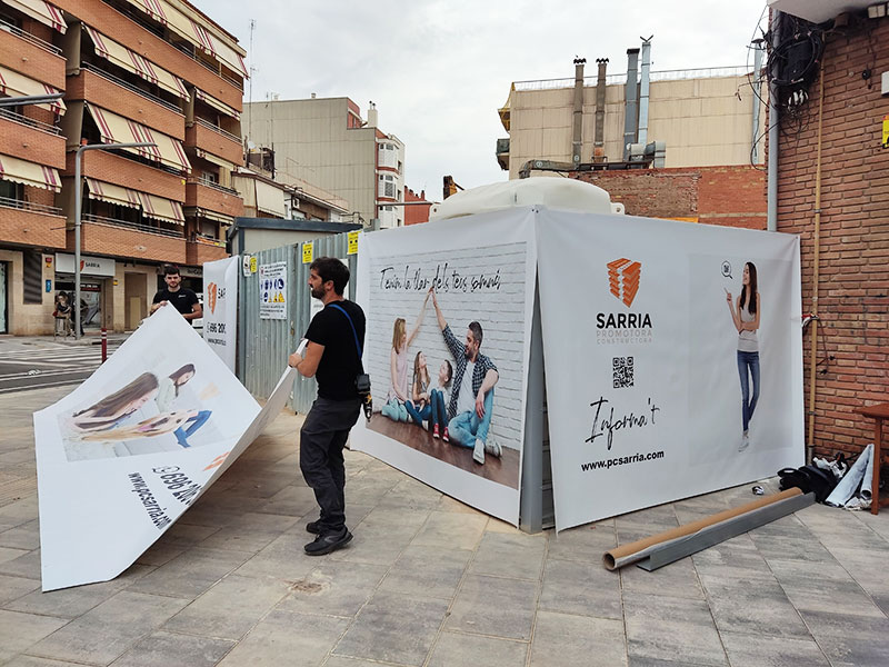 instalación de lonas para obras