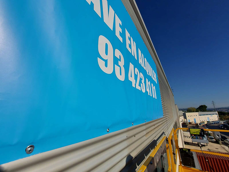 instalación de lona para venta de nave industrial