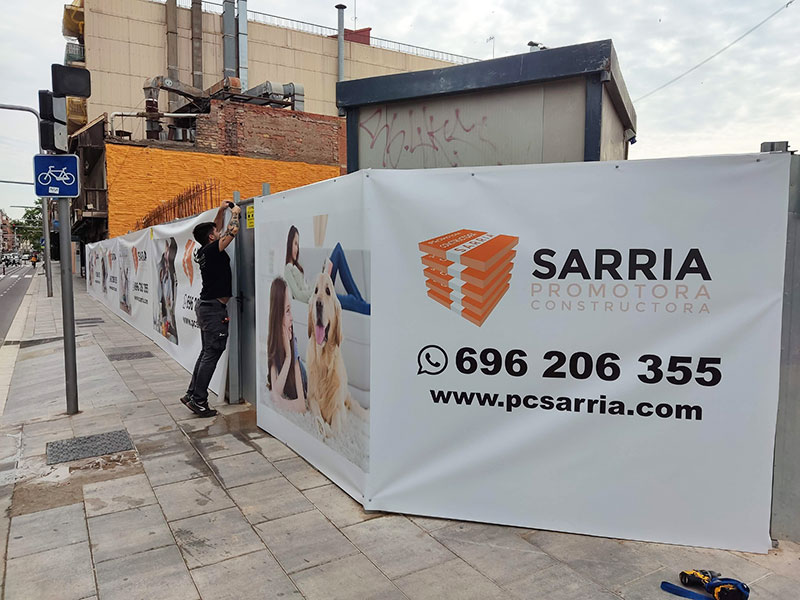 instalación de lonas para perímetros de obra