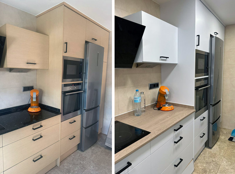 ejemplo de antes y después en instalación de vinilos para cocinas
