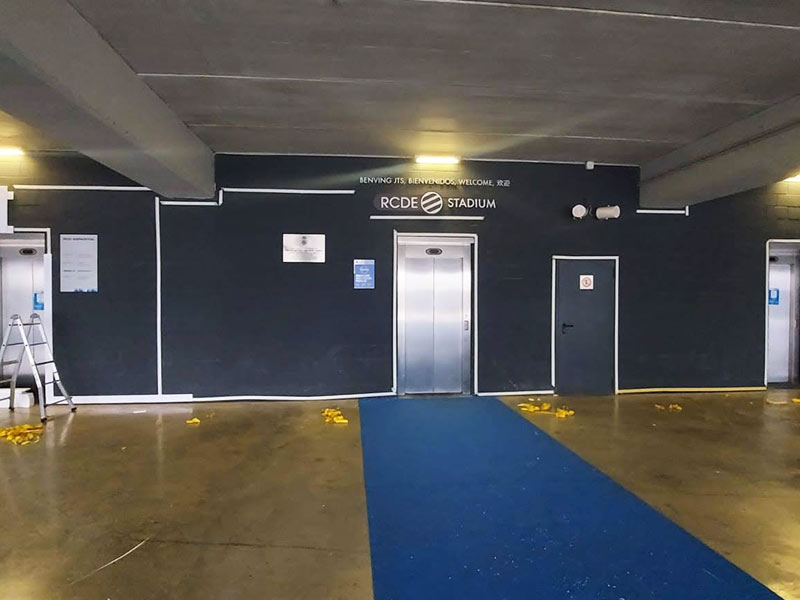 signage for events in Barcelona and Madrid