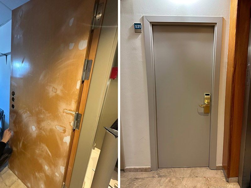 vinilado de puertas para hoteles